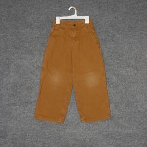Carhartt Pants Boys 8 Brown Canvas Lined Workwear Utility Outdoor Durable